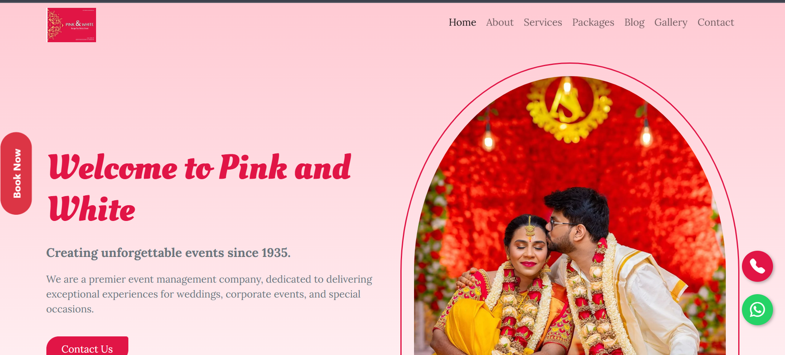 Pink and White Events — Premier Event Management Website